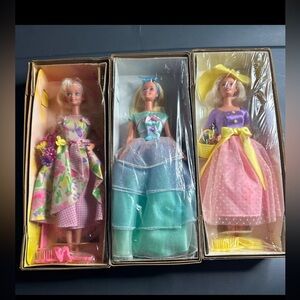 Springtime Avon/ Mattel Barbie Dolls Complete Exclusive Collectors Set of 3 NIB